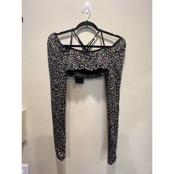 NEW DUNDAS x REVOLVE Joplin Long Sleeve Top Black Gold Leopard Size S MSRP $188 - Picture 6 of 10